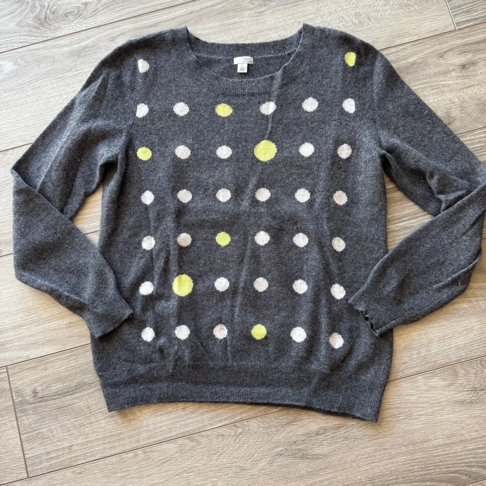 Halogen Charcoal Sweater with Lime Green and White Dots - Picture 1 of 10